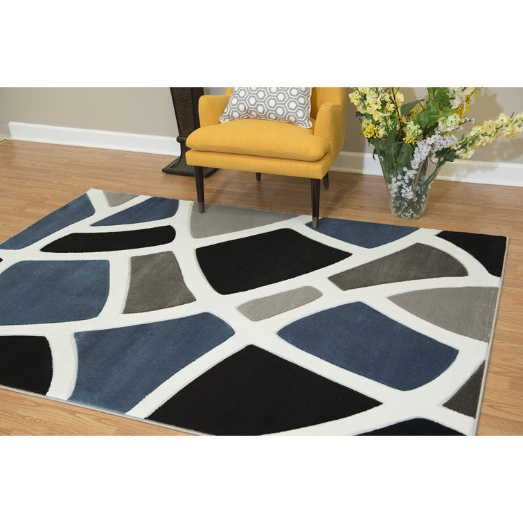 Wrought Studio Studio Courtyard Denim Blue Accent Rug 1''10" X 3